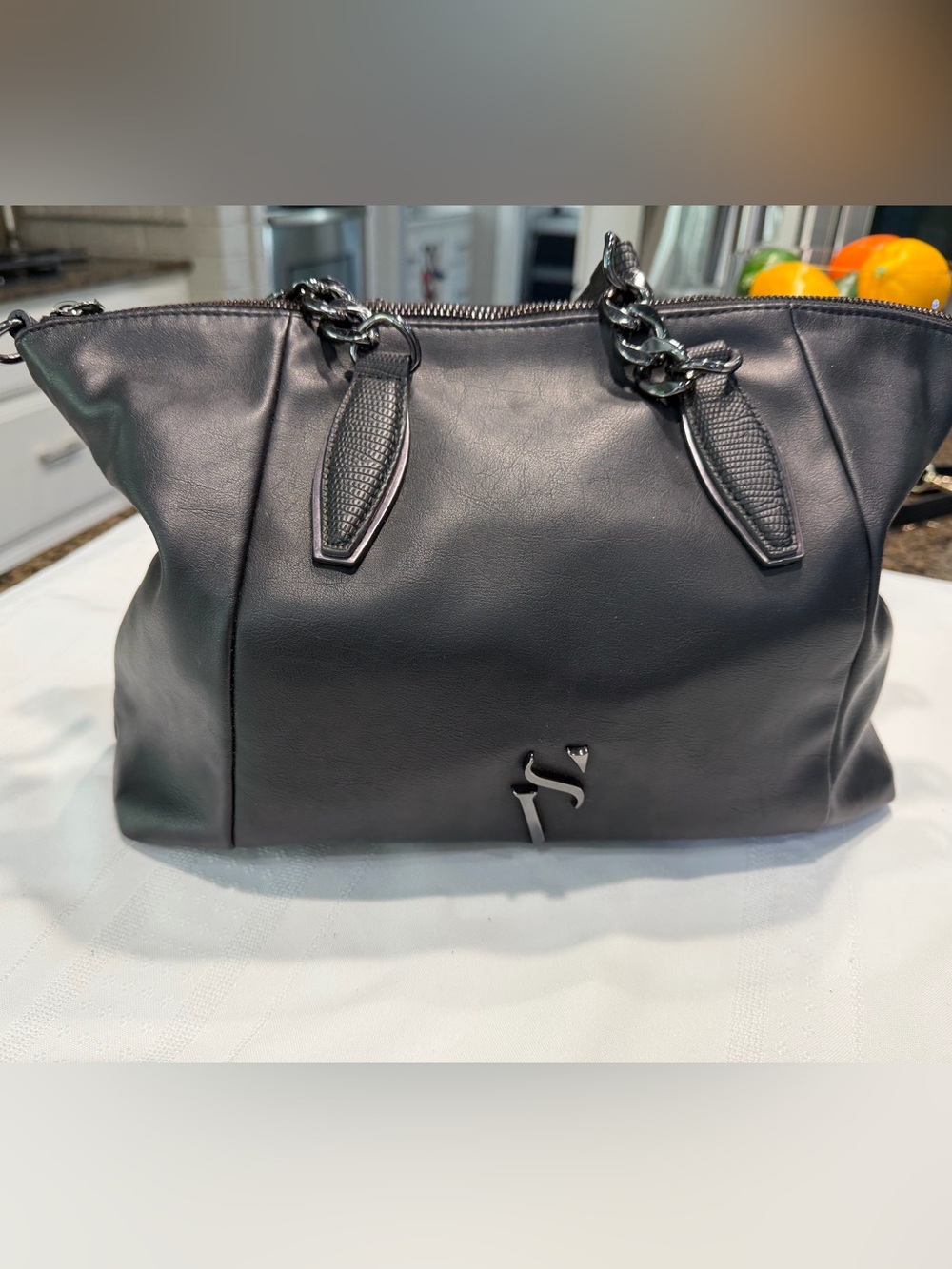 Simply Vera Vera Wang Black Chain-Handle Shoulder Tote